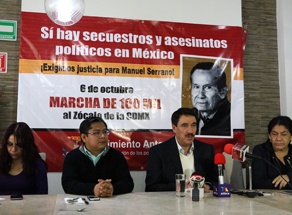 Sí hay secuestros y asesinatos políticos en México; exigimos justicia para Manuel Serrano:  Movimiento Antorchista.