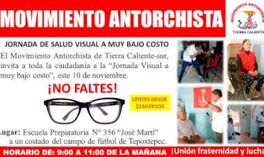 Antorcha RTC invita a ciudadanía de Tenancingo y Tenango del Valle a próxima Jornada de Salud Visual a bajo costo