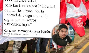 Carta de Domingo Ortega Butrón, preso político por más de 50 días.