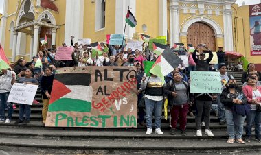Antorchistas veracruzanos protestan contra genocidio israelí en Palestina